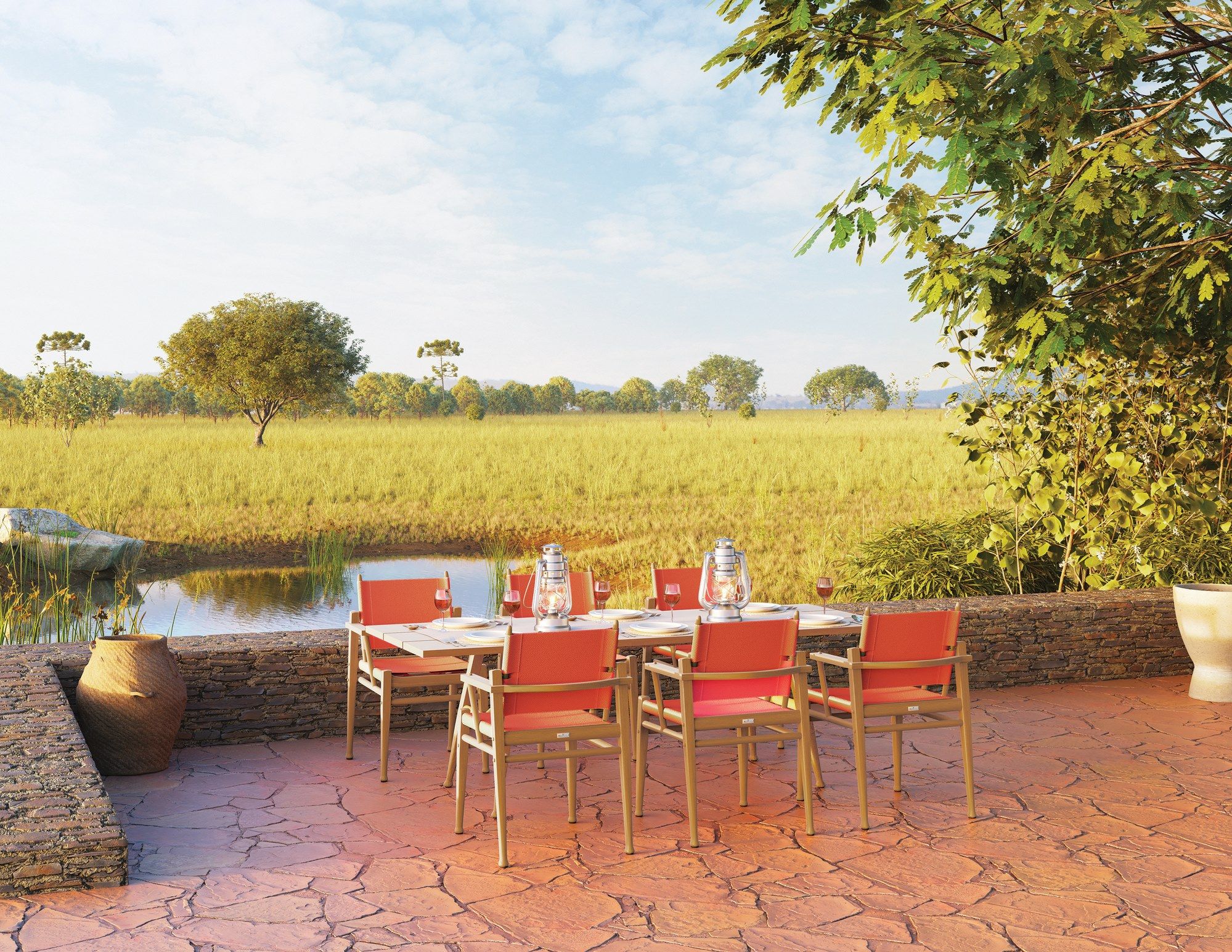 Стул для сада из тикового дерева с подлокотниками JANUS et Cie Serengeti ARCH-00116647 - Вид №2