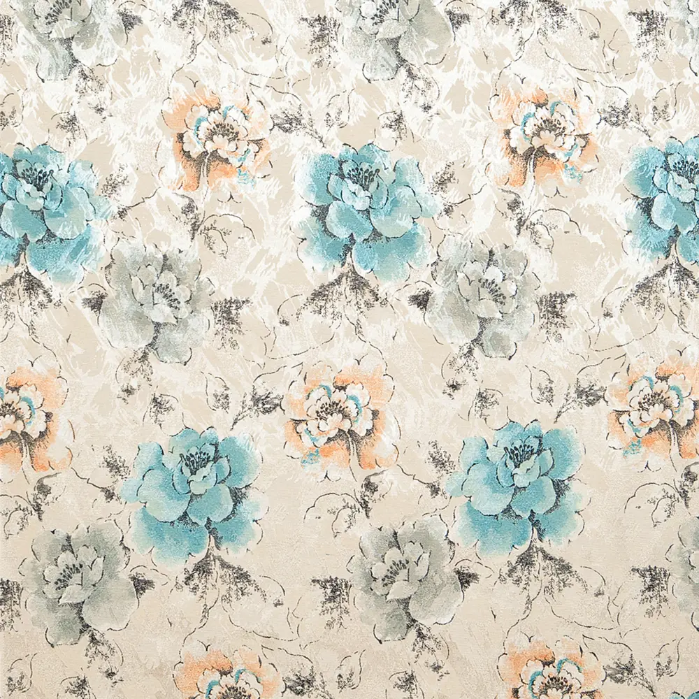 Ткань «Печать», 150 см, цветы, цвет бирюзовый ТОРГОВЫЙ ДОМ ТЕКСТИЛЬ STLM-2111543 - Вид №1