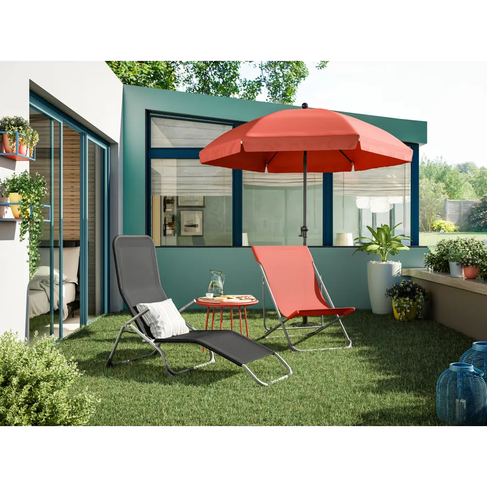 Шезлонг складной Naterial Fiesta 142x60x99 см сталь/ текстилен черный 82575553 STLM-2109425 Santreyd  - Вид №13