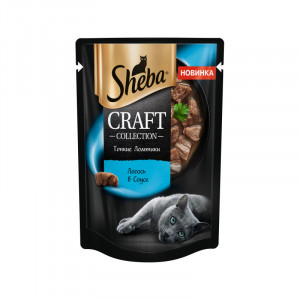 ПР0057066*28 Корм для кошек Craft ломтики лосося в соус пауч 75г (упаковка - 28 шт) SHEBA