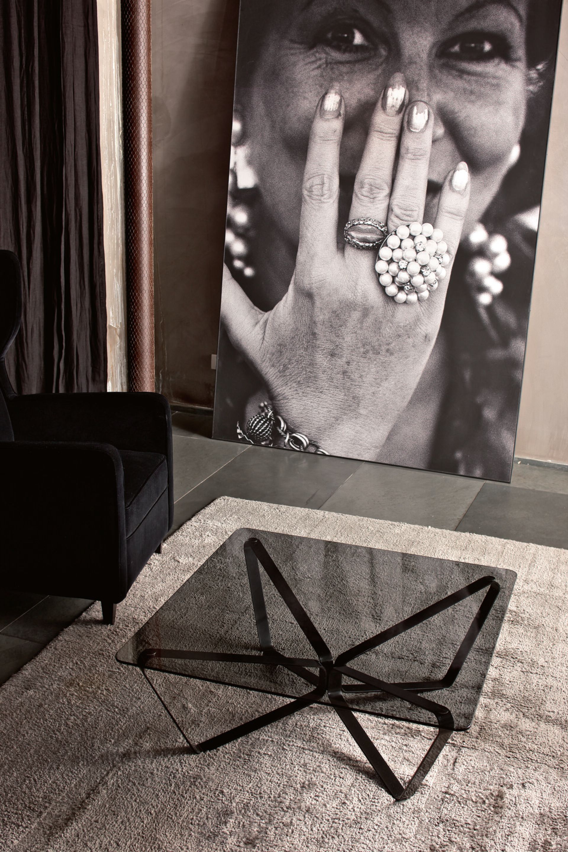 Низкий стол из стали и хрусталя Bontempi Casa LOOP ARCH-00146959 - Вид №1