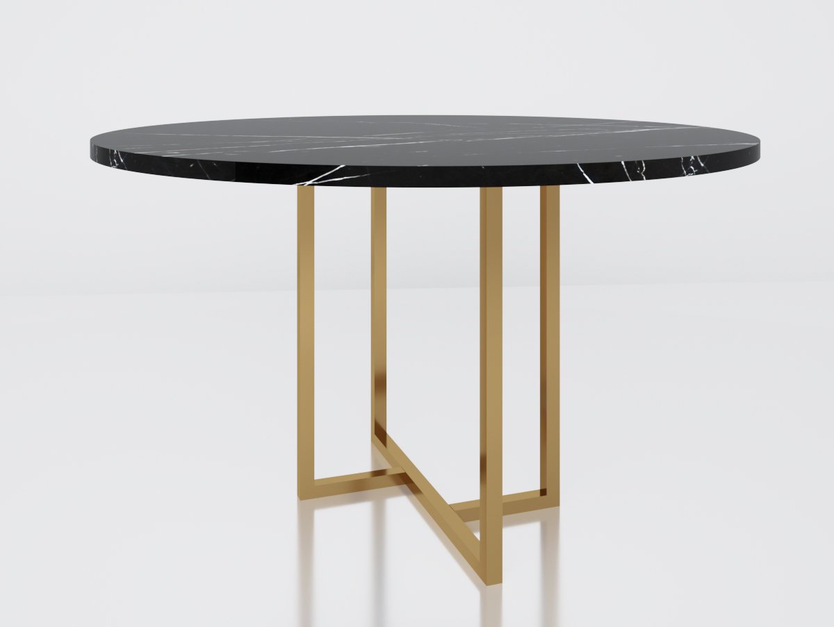 Обеденный стол круглый с мраморной столешницей 100 см "Гаранян" АЛЕТАН  350922 Черный  - Вид №1