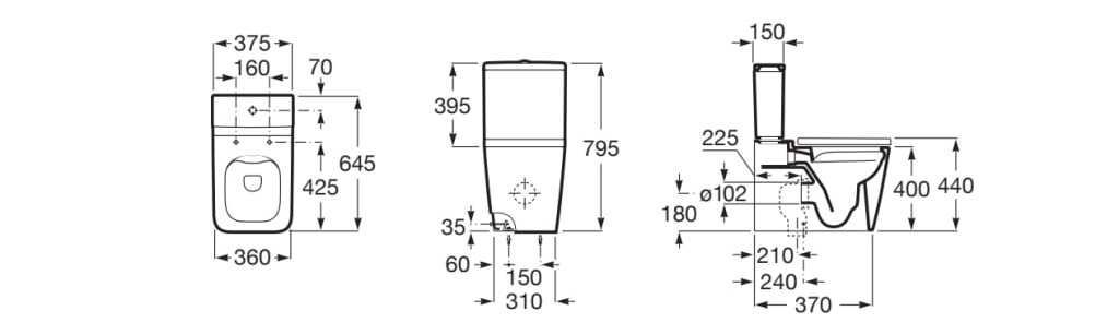 Пол керамический моноблочный туалет Roca Inspira ARCH-00032550 - Вид №2