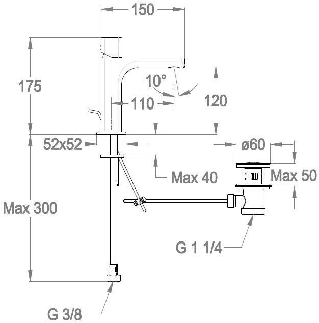 Fir Italia Смеситель для умывальника, однорычажный, на столешницу, на одно отверстие Daily cube 45 4511201 - Вид №1