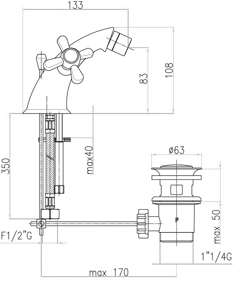 AM970902017 Смеситель для душа , хром-золото Webert Armony - Вид №1