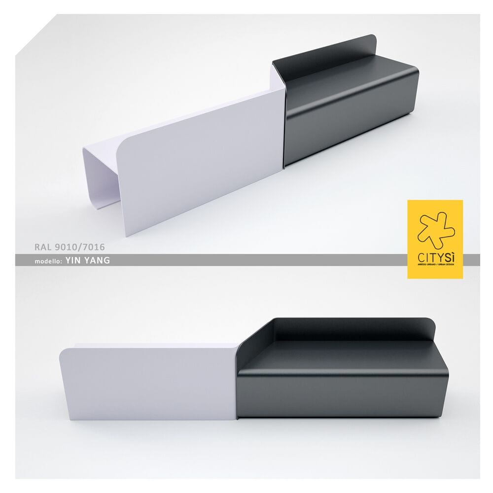 Скамейка из листового металла со спинкой CITYSì YING YANG ARCH-00070107 - Вид №1