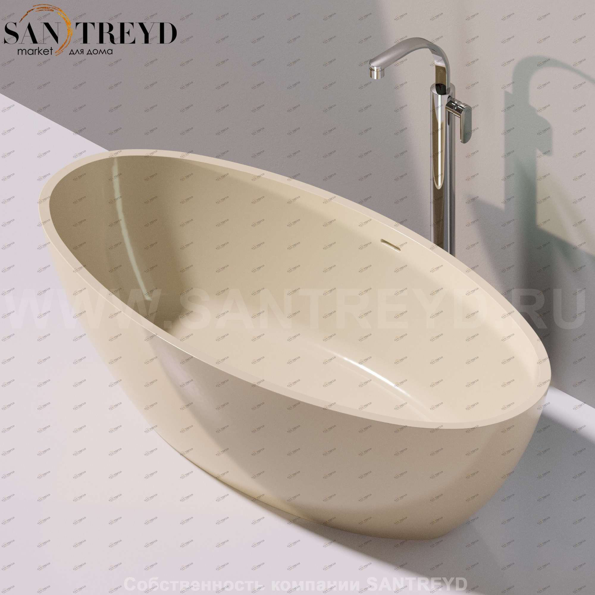 Flaminia APP Ванна свободностоящая 165 см бежевая AP165V.1015 Ceramica Flaminia AP165V1015