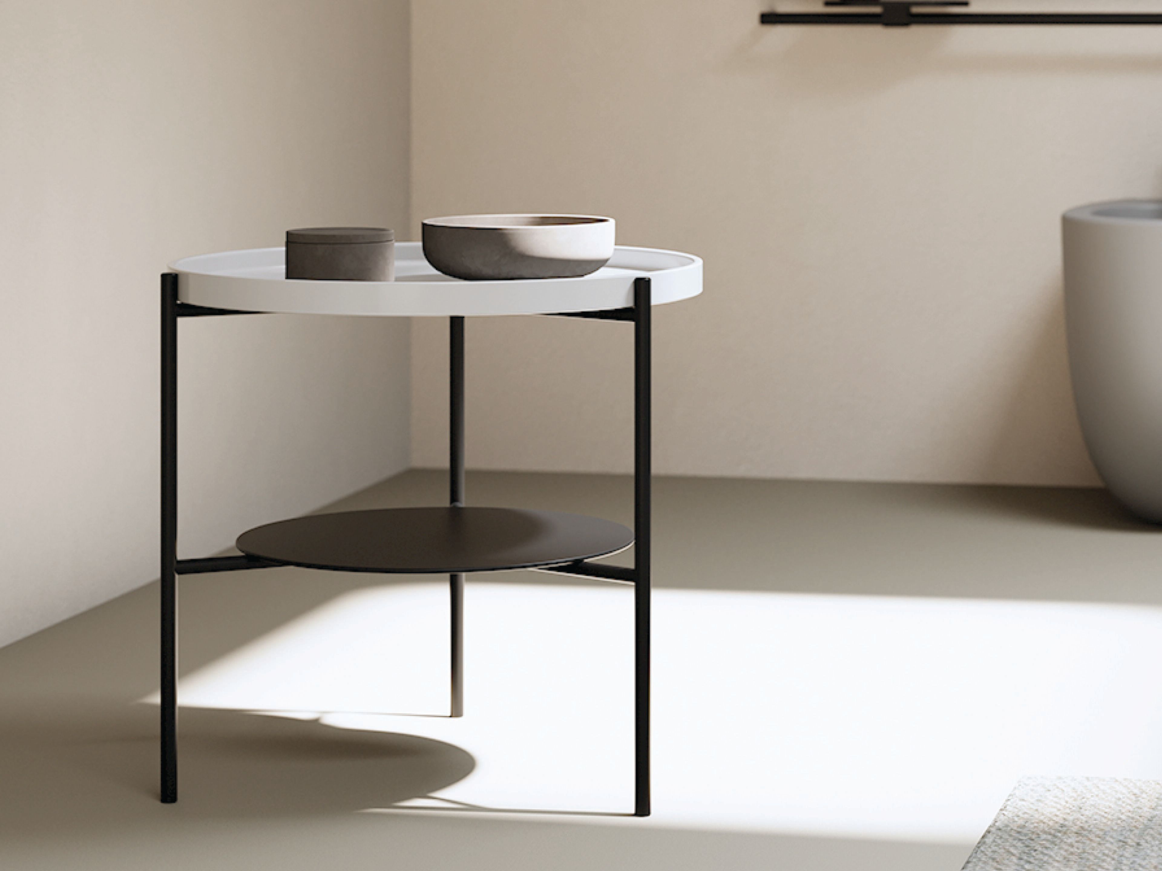 Круглый стальной журнальный столик с керамической или мраморной столешницей Nic Loop ARCH-00038080