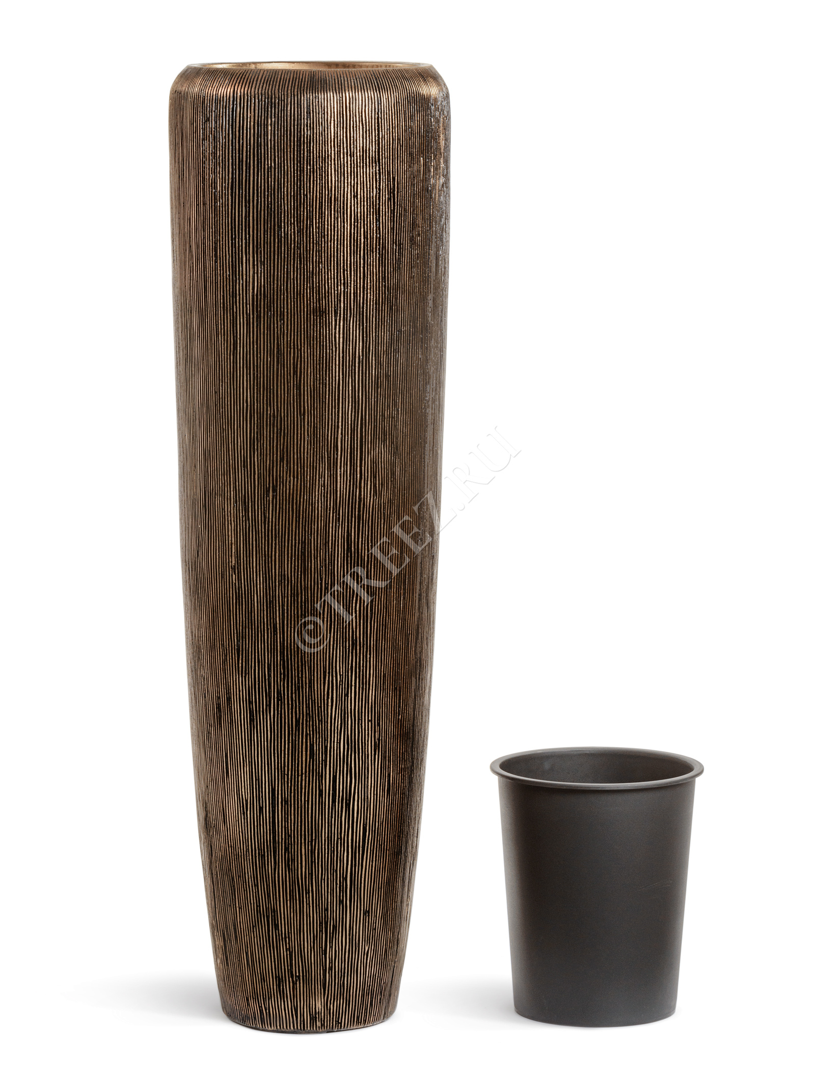 41.3321-06-049-BRS-097 Кашпо  Effectory - серия Wow - Высокий конус Design - Тёмное матовое золото Цветочная коллекция  - Вид №5