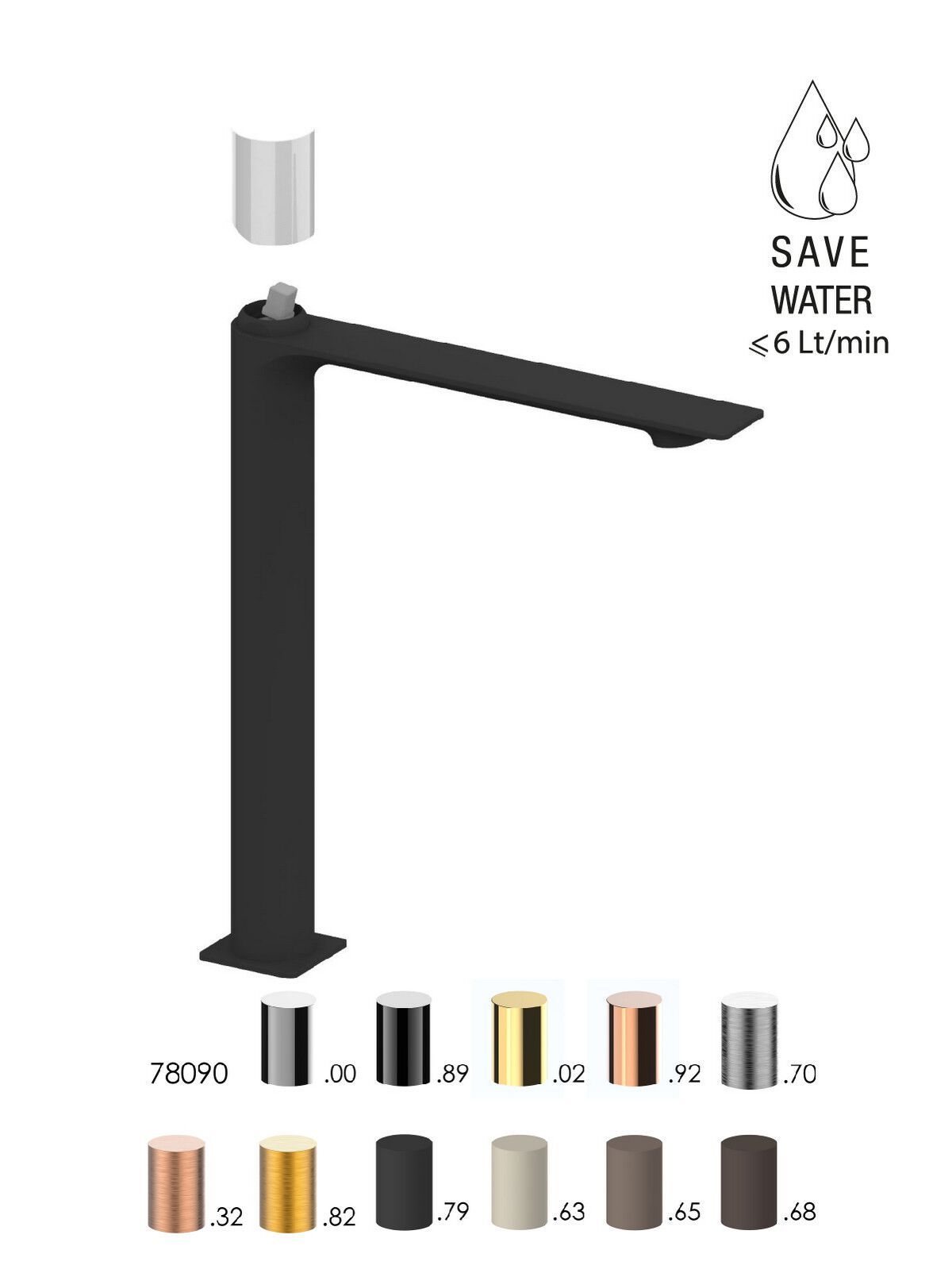 Смеситель для раковины высокого пола с ограничителем расхода Rubinetterie Frattini Narciso S ARCH-00042651 - Вид №18