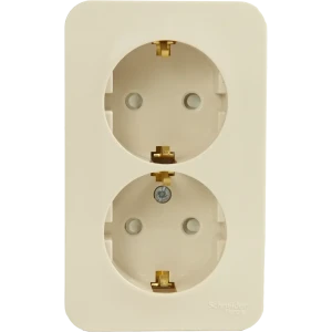 Розетка двойная накладная Schneider Electric Blanca с заземлением со шторками цвет бежевый