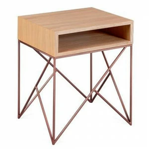 Тумбочка прикроватная с полкой светлый дуб с медью Prince box INTELLIGENT DESIGN  260722 Бежевый;дуб сонома