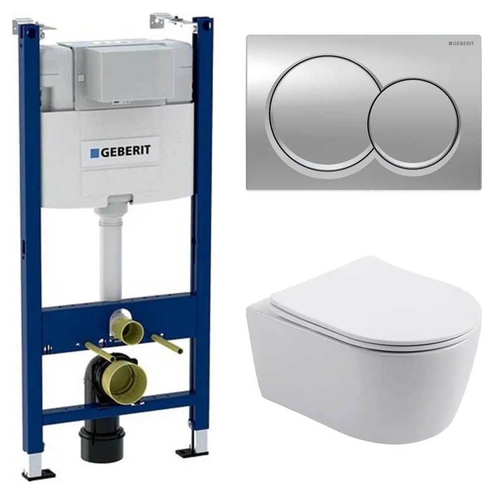 Комплект инсталляции Geberit Alpha с безободковым унитазом Aquatek Европа клавиша Geberit Alpha хром 89444612 STLM-2082092