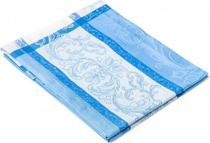 10610848 Яковлевский жаккард Скатерть квадратная Яковлевский Жаккард Виктория 150х150см голубая с синей каймой полулен Ткань