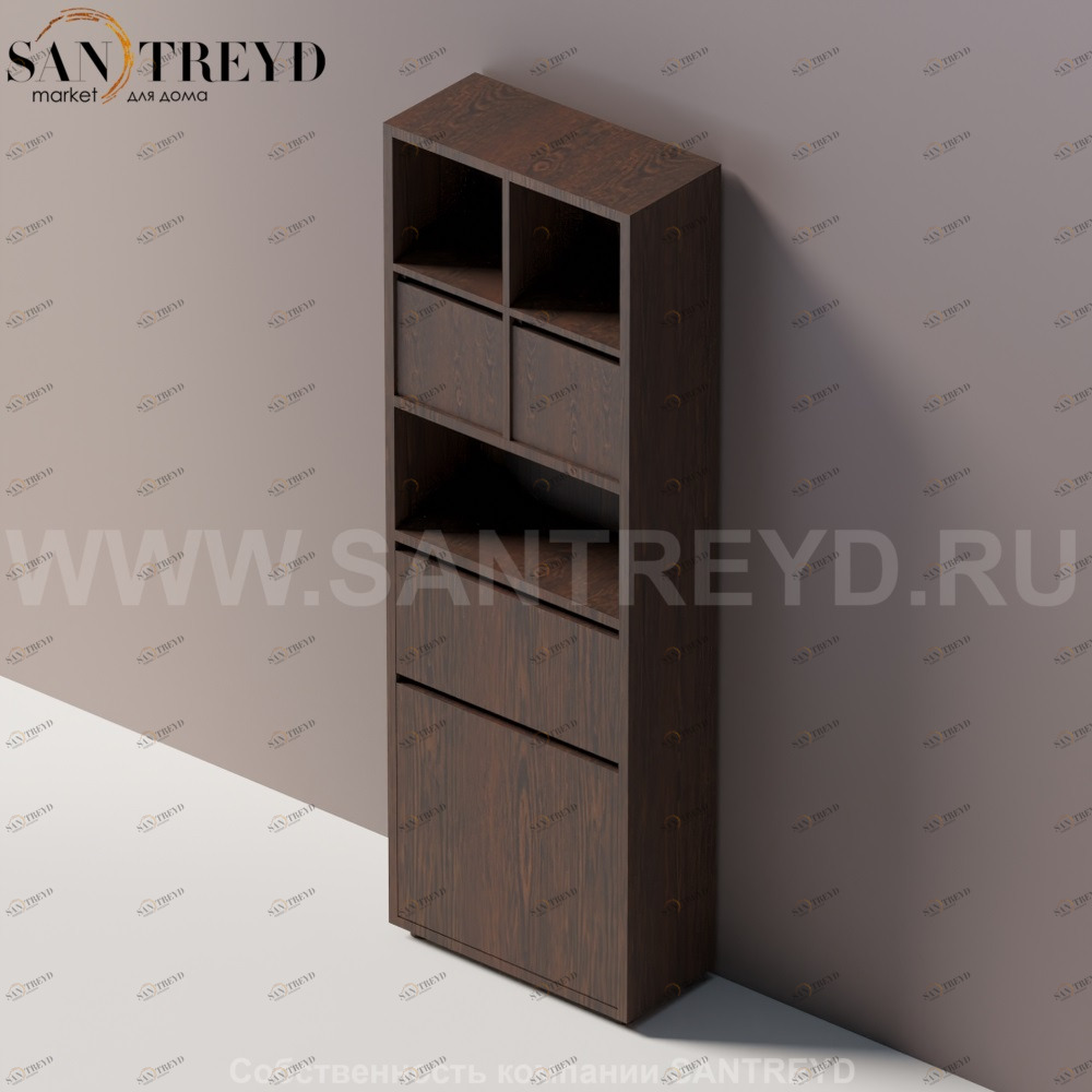 KONTE Шкаф с двумя дверьми и местом под ящики из коричневого дуба AMOB044RU Agape