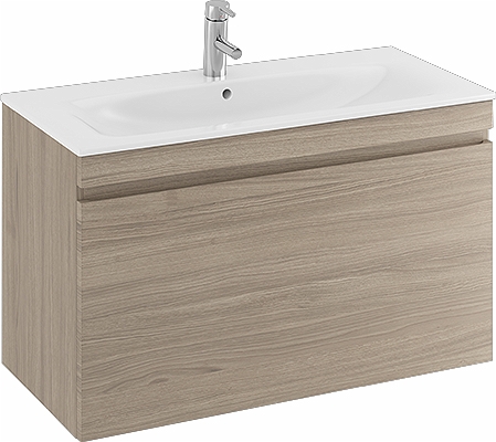 42391 IFO Renova Плоская тумба для умывальника с ящиком и внутренним ящиком, W = 988 мм, W1 = 1000 мм, вяз, пленка  - Вид №14