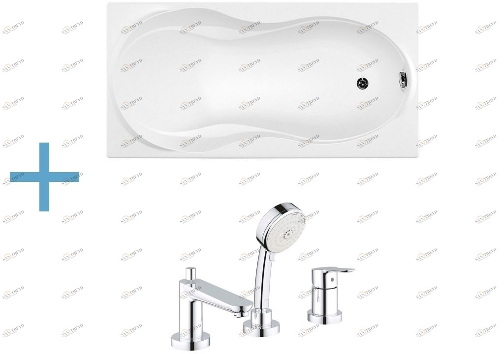Акриловая ванна Aquanet Grenada 180x90 (каркас + смеситель Grohe BauEdge 2511700A) 002039730014017500240613