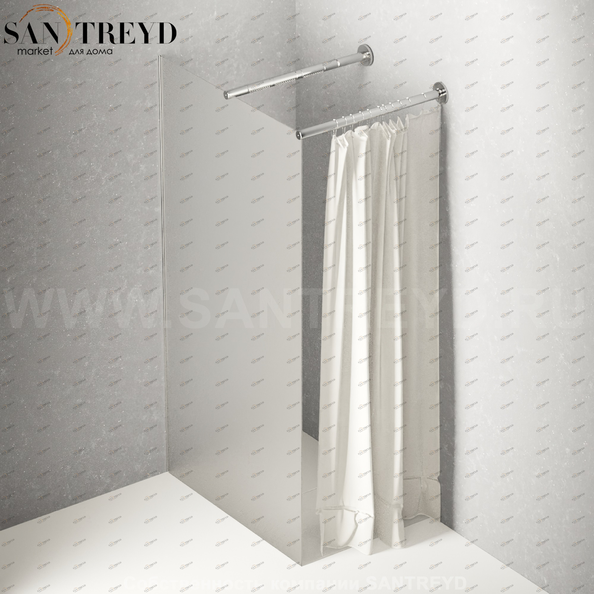 Душевое ограждение FLAT DX подрезаемое, стеклянная со шторкой матовая перегородка с держателем и встроенным душем. Размеры: глубина от 70 до 100, длина от 70 до 140 см Agape DXC47010070140LS
