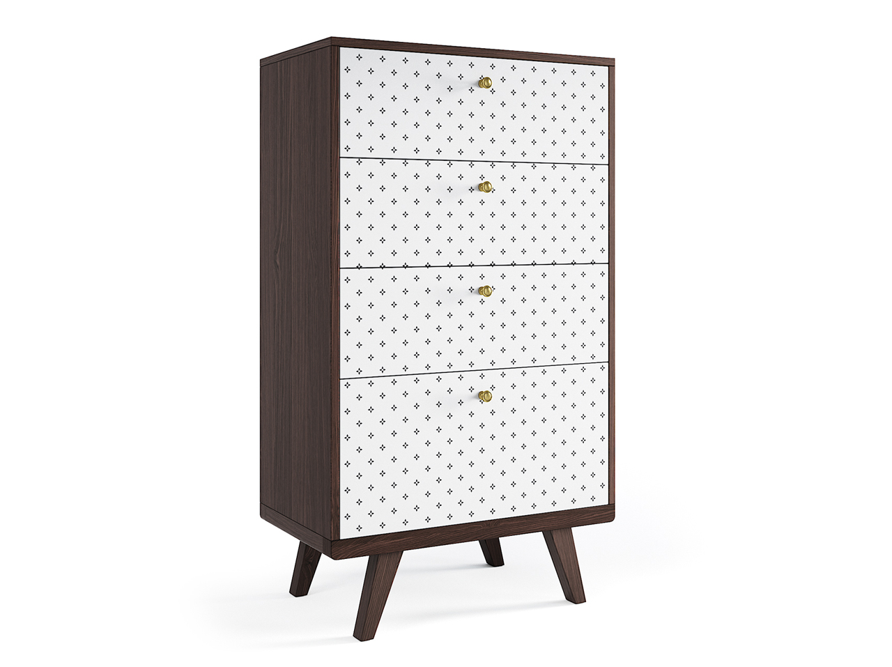 Комод высокий белый с 4 ящиками и рисунком "Принт 047" THE IDEA КОМОДЫ THIMON 209985 Белый;коричневый  - Вид №1