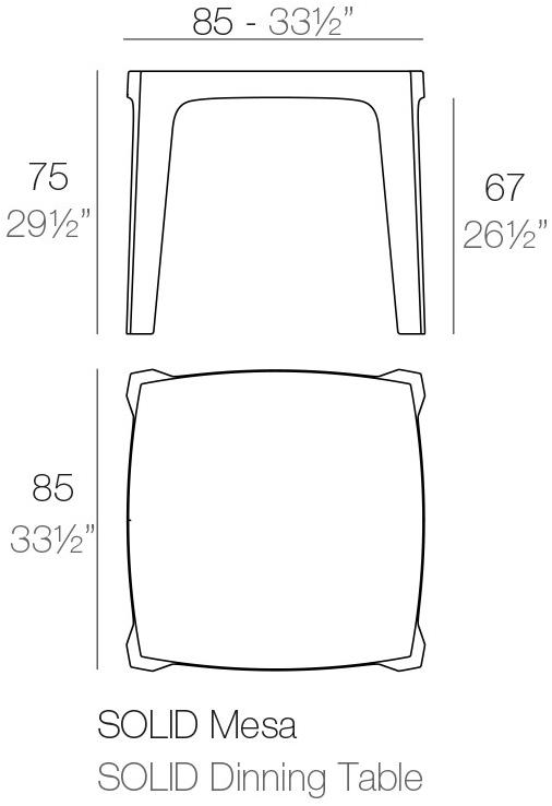 VONDOM Квадратный садовый стол Solid 55025 - Вид №5