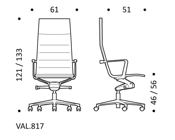 5-спицевое вращающееся офисное кресло с тканевыми колесами ICF Valea ARCH-00111459 - Вид №11