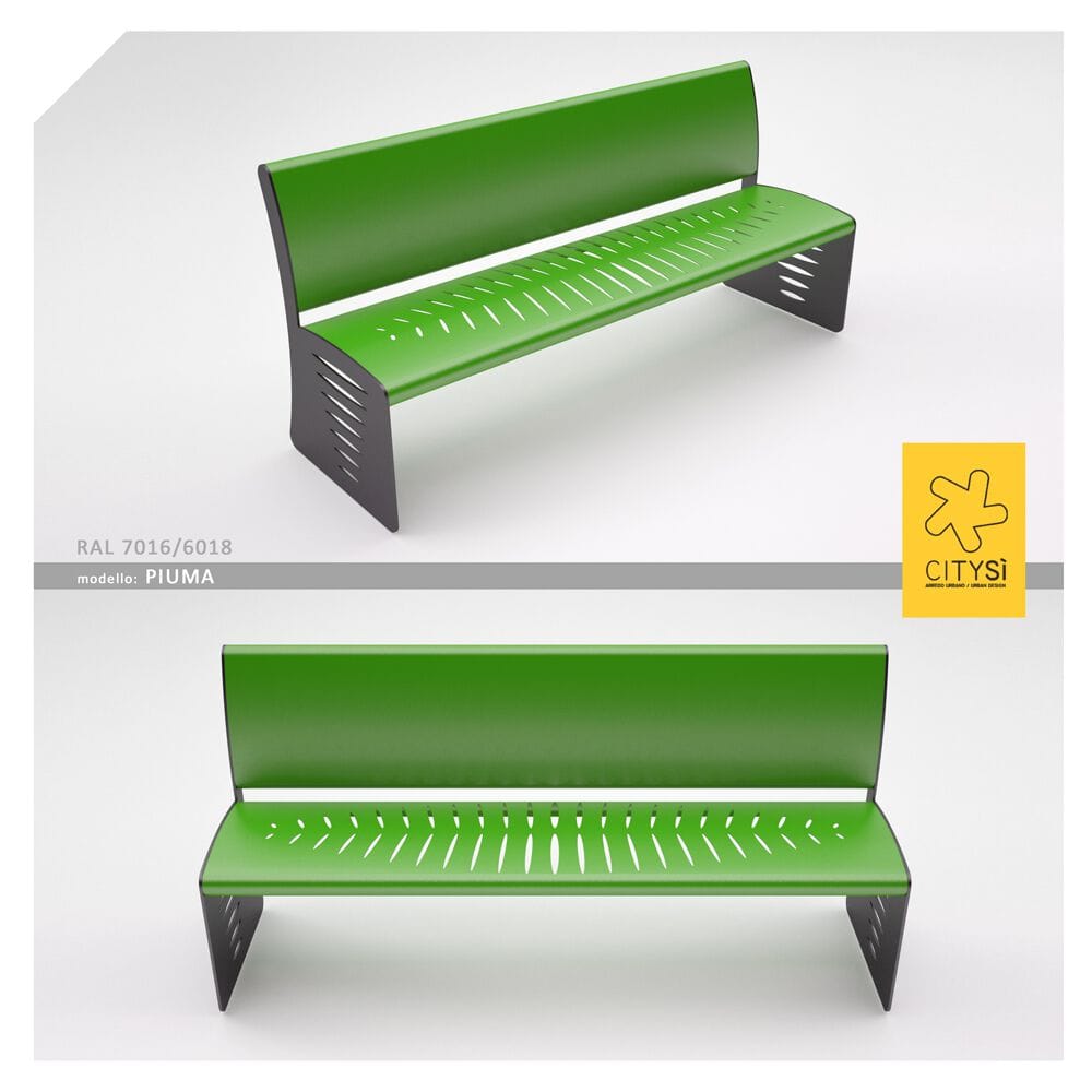 Стальная скамья со спинкой CITYSì перо ARCH-00104598 - Вид №4