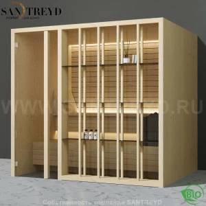 Effegibi YOKU.S105 BI.70100004 Био-сауна с левой дверью. Мощность: 12 кВт макс. Размеры: длина 230 см, ширина 200 см. Отделка: осина термообработанная