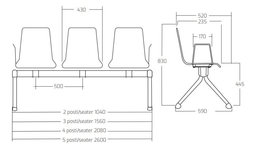 Сиденье на стальном и кожаном стержне с подлокотниками Leyform Zerosedici ARCH-00071715 - Вид №2
