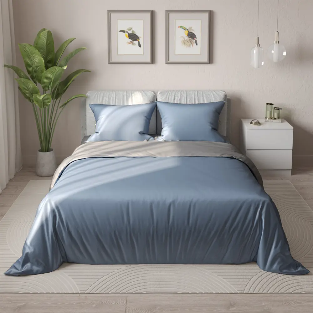 Комплект постельного белья НТК полутораспальный из полисатина в нежных тонах 89404959 STLM-1575776