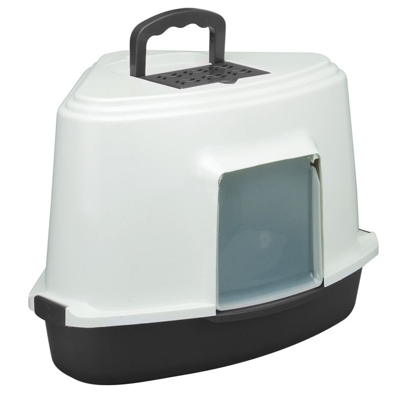 ПР0055715 Туалет для кошек LB03 закрытый угловой (совок в комплекте), темно-серый, 56,5х42,5х40см TRIOL 