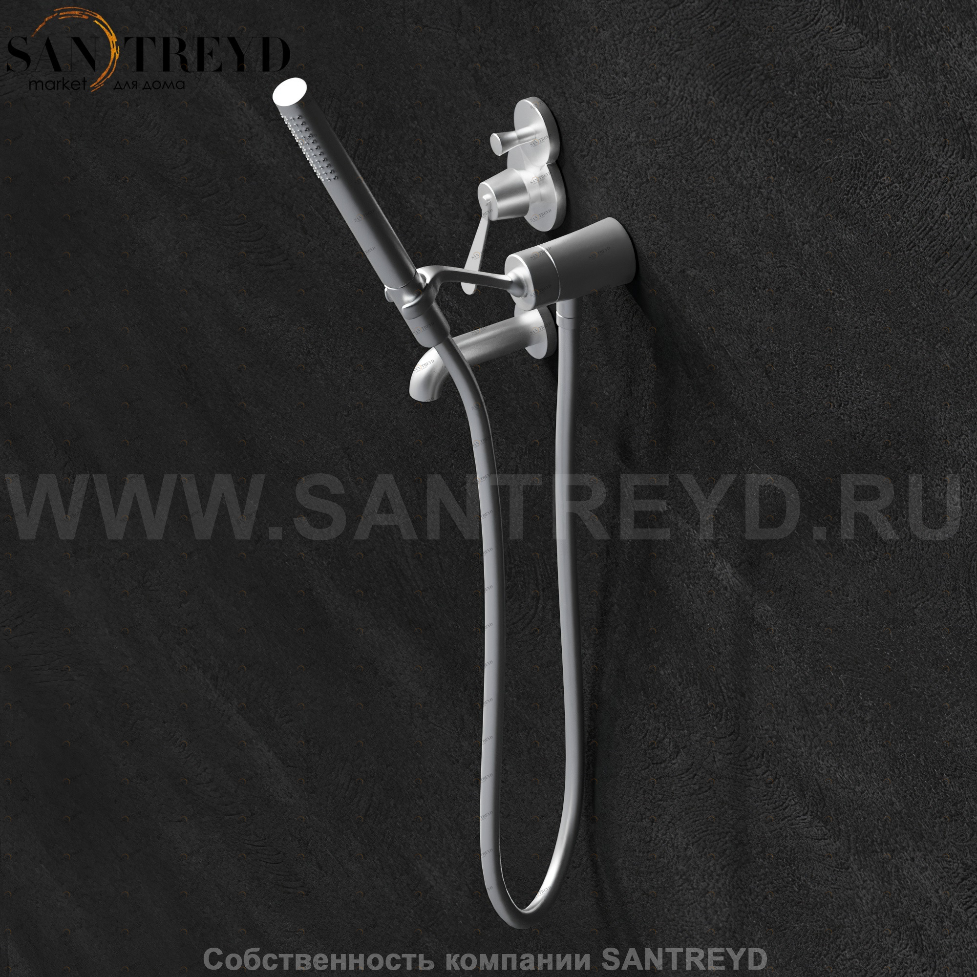 Душевая система FEZ для ванны хромированная матовая Agape ARUB050000LSP