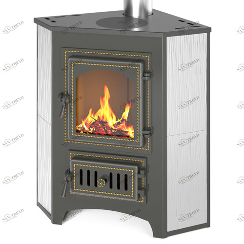 Печь-камин Везувий ПК-01 (220) угловой с комфоркой (бежевый) 6533