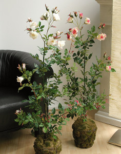 3160 755 a2 Искусственные кустовые розы, 6 цветков, 12 бутонов, горшечные, 112 см, бежево-розовые H-andreas