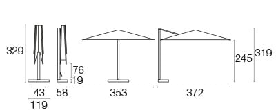 Квадратный поворотный зонтик из акриловой ткани emu Trevi ARCH-00130870 - Вид №16
