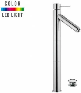 Remer Rubinetterie Смеситель для раковины, однорычажный, из хромированной латуни, со светодиодной подсветкой Minimal color Nr 10 l xl b 2