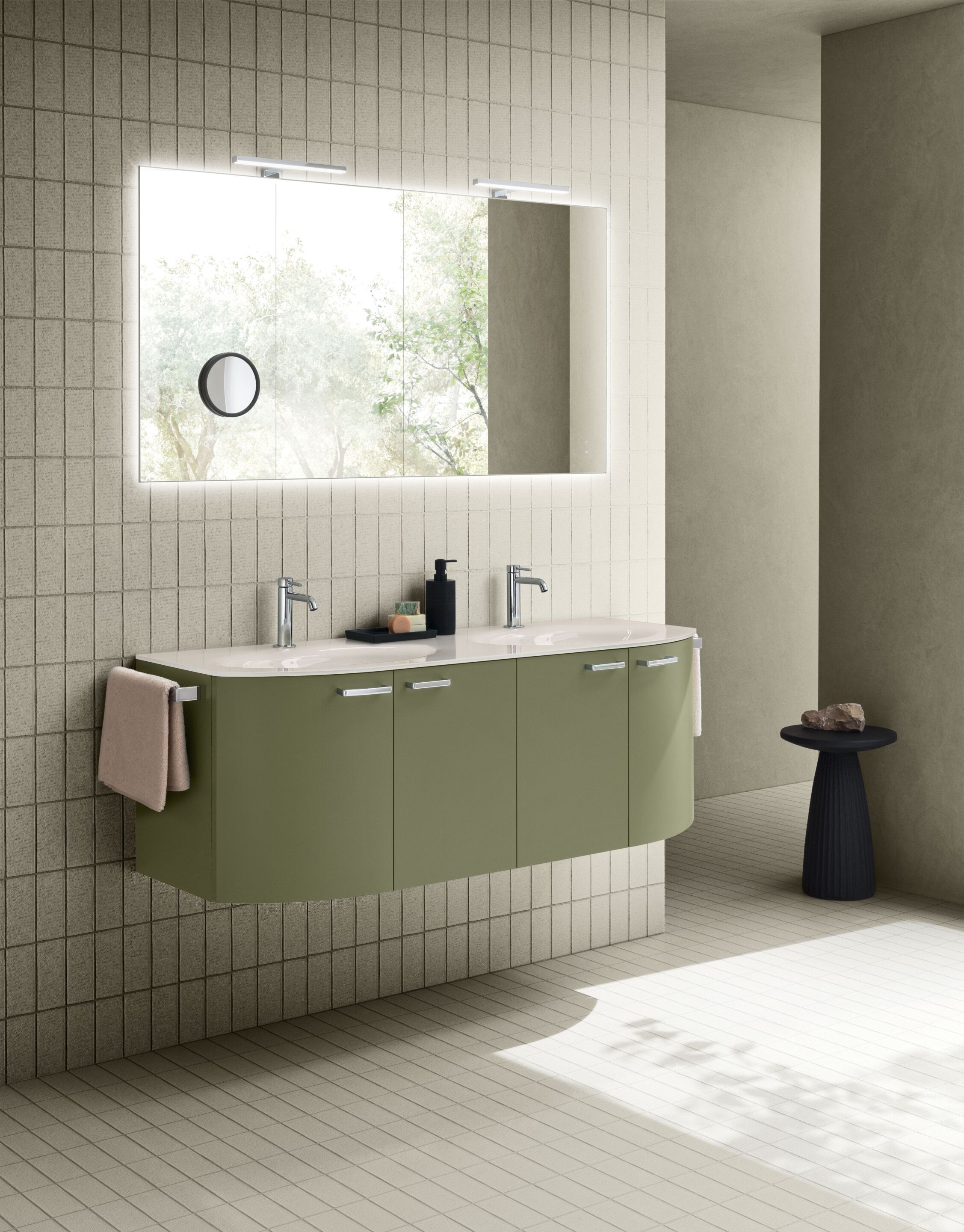 Матовый лакированный деревянный двойной подвесной умывальник ARBLU Dress System ARCH-00137840 - Вид №1