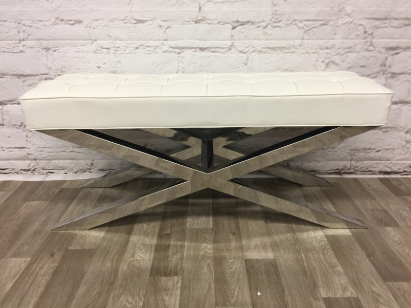 Скамейка Beekman Place от Eichholtz Белый/Хром EICHHOLTZ ДИЗАЙНЕРСКИЕ, EICHHOLTZ 060439 Хром  - Вид №2