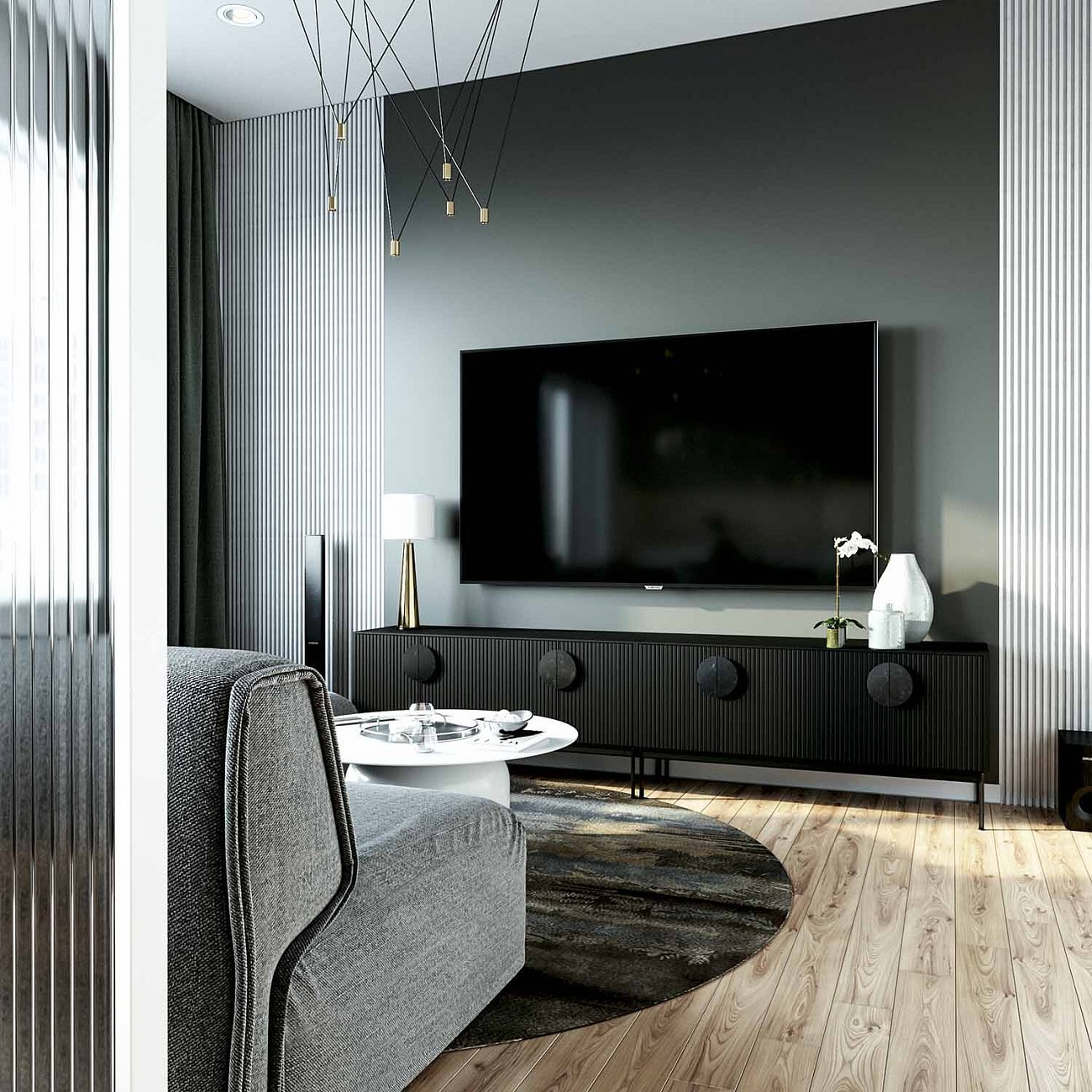 Тумба под телевизор с дверцами 61х246 см черная Alto BRAGIN DESIGN LIVING 00-3862437 Черный - Вид №1