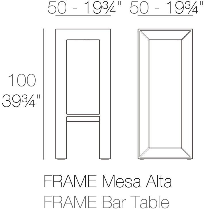 VONDOM Стол из полиэтилена высокой квадратной формы Frame sun-id-1349416 - Вид №3