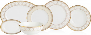 10657439 Noritake Сервиз столовый Noritake "Трефолио,золотой кант" на 6 персон, 21 предмет