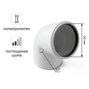 Отвод 50x67 мм Equation с шумопоглощением полипропилен 89334951 STLM-2025524
