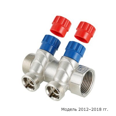 VTc.560.NE.060503 Коллектор с регулирующими вентилями и комплектом ручек Valtec 1", 3 x 3/4"  - Вид №8