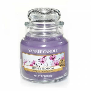 Свеча маленькая в стеклянной банке "Медовый цветок" Honey blossom 104гр 25-45 часов YANKEE CANDLE  267915 Фиолетовый