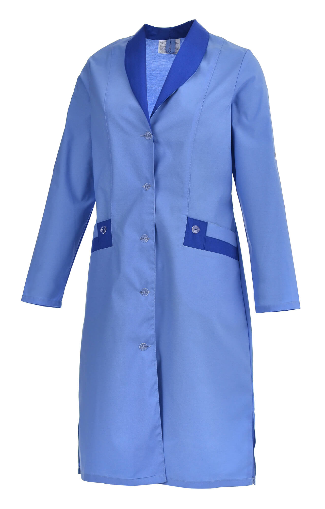61735 Халат "Радуга" длинный рукав голубой  Одежда для обслуживающего персонала  размер 54 Спецодежда  - Вид №1