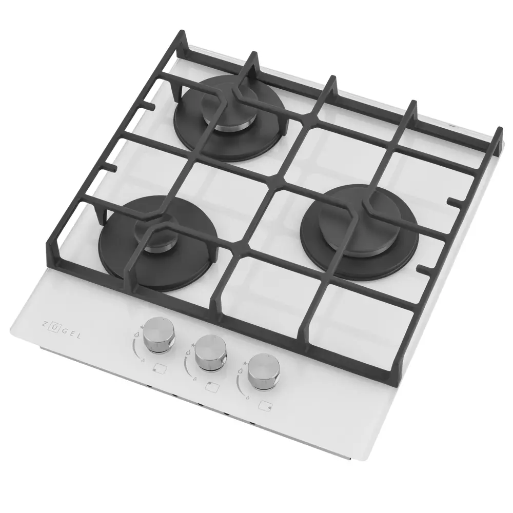 Газовая варочная панель Zugel ZGH453W 45 см 3 конфорки цвет белый STLM-2000376 - Вид №1