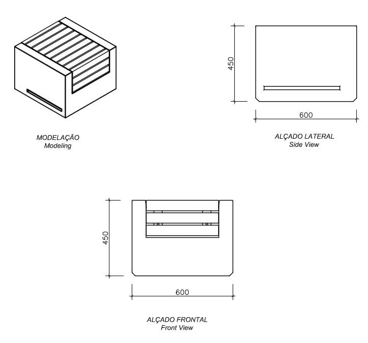 Бетон и ироко наружное сиденье amop Comporta ARCH-00110841 - Вид №1