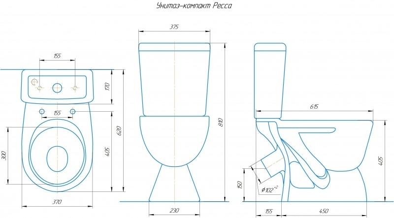 Ресса, Унитаз-компакт Компакт унитаз с бачком Белый ROSA РЕССА Россия - Вид №1