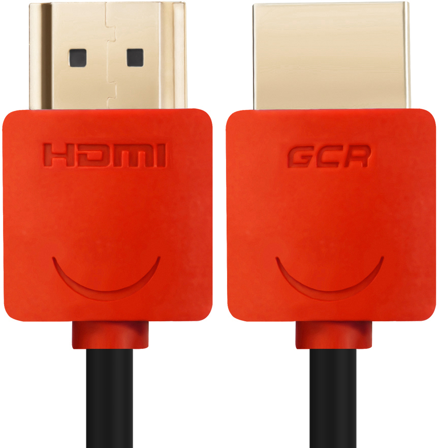 GCR-HM550-0.3m кабель 0.3m hdmi версия 1.4, черный, красные коннекторы, slim od3.8mm, 32/32 awg, позолоченные контакты, ethernet 10.2 гбит/с, 3d, 4k, premium , экран Greenconnect Santreyd  - Вид №2