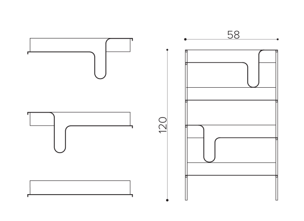 WA 5812 Книжная полка 58x120см True Design Wave - Вид №1