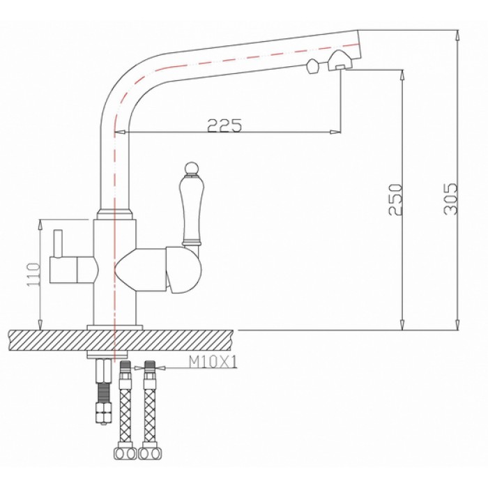 Zorg ZR 313 YF-33 песочный Смеситель для кухни Zorg 305х225 мм  - Вид №2